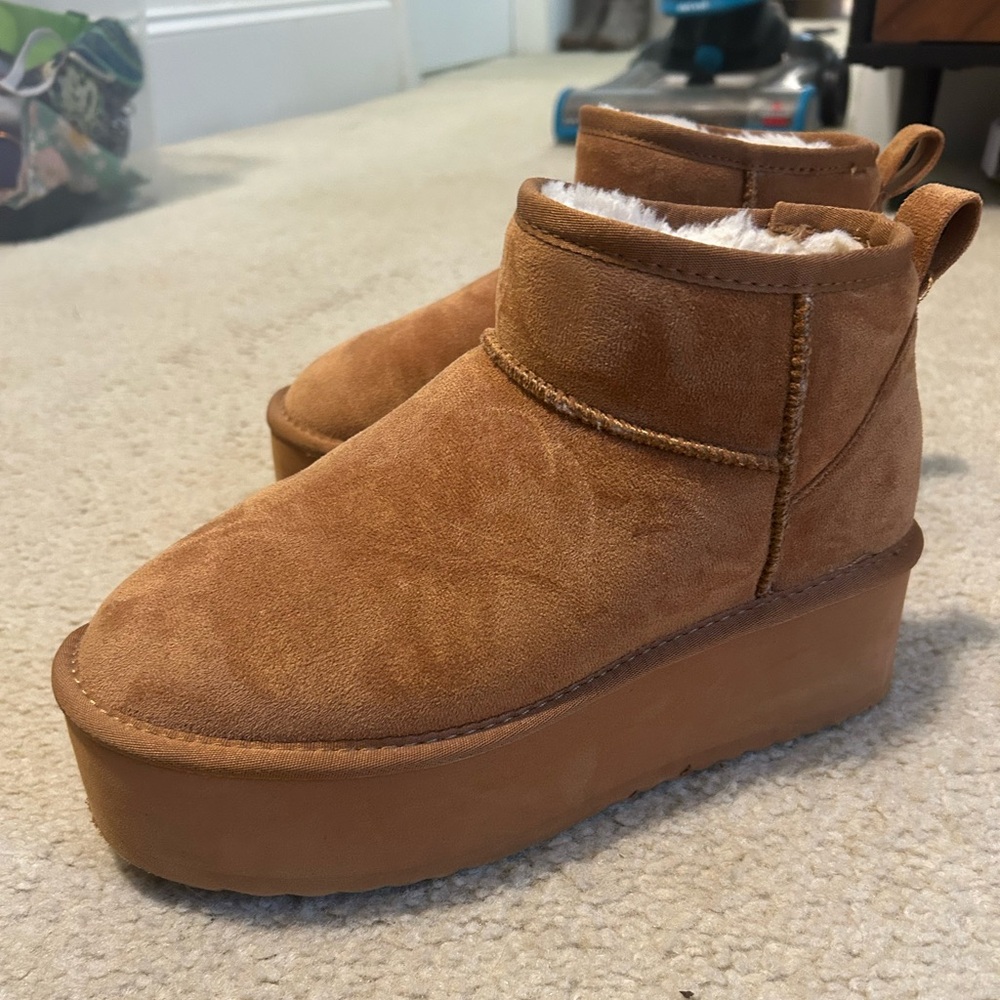 Soda Tan Ankle Boots with Platform